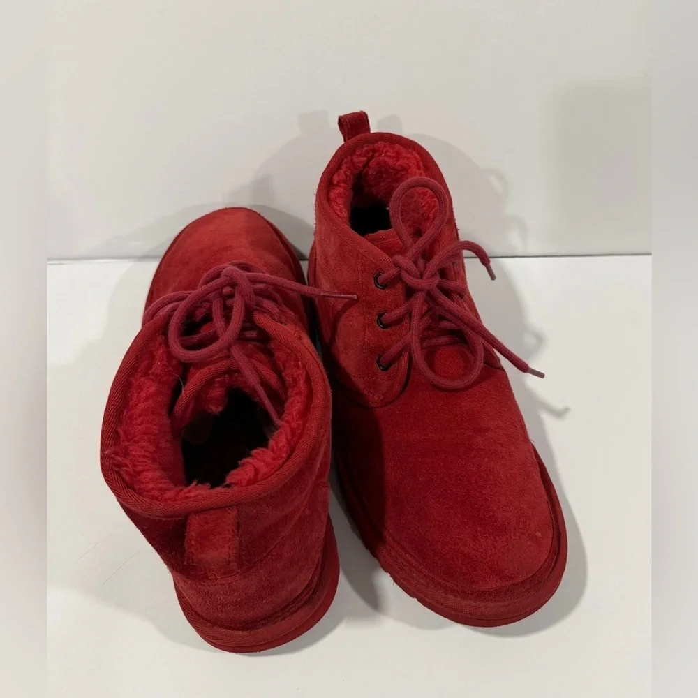 UGG Neumel Boots Red Suede Shearling Lined Chukka Men’s 8 Women’s 9.5